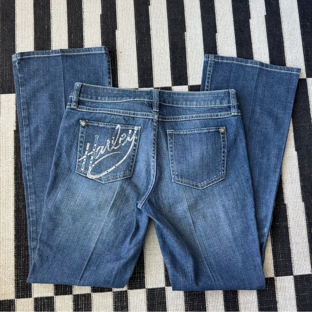 Harley Davidson rhinestone denim flare  jeans